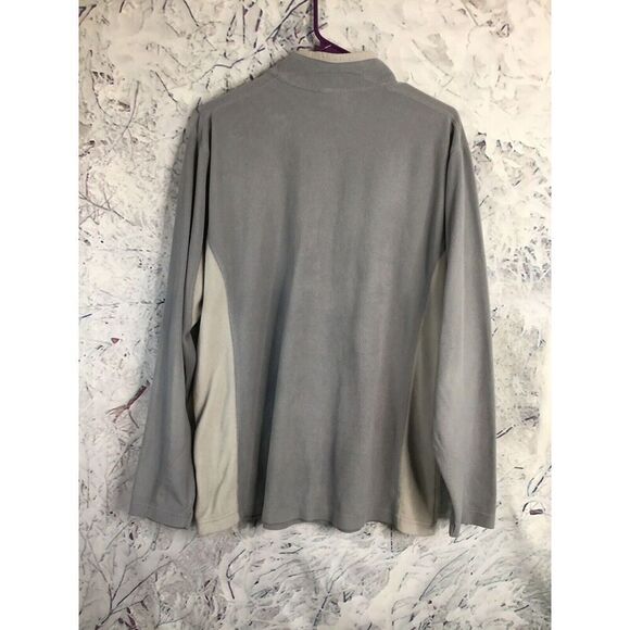 Columbia Large Mens Fleece Pullover Sweater Light Gray 1/3 Zip High/Mock Neck - Picture 6 of 12